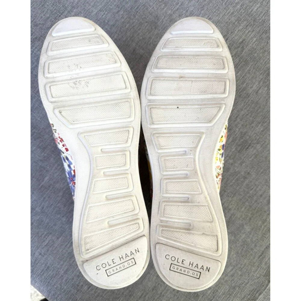 Cole Haan Womens sz 10 Original Grand Floral Wingtip Oxfords White Comfort Shoes - Picture 6 of 8